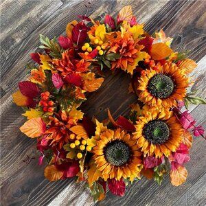 Fall Wreaths for Front Door,20 Inch Sunflower Wreath Fall Decorations for Home